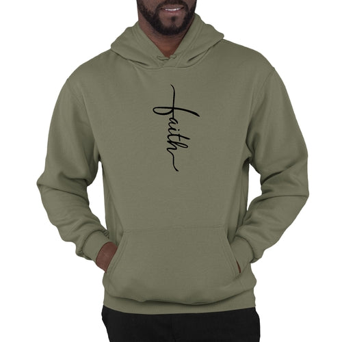 Sweat à capuche graphique pour homme avec illustration de croix et inscription Faith noir