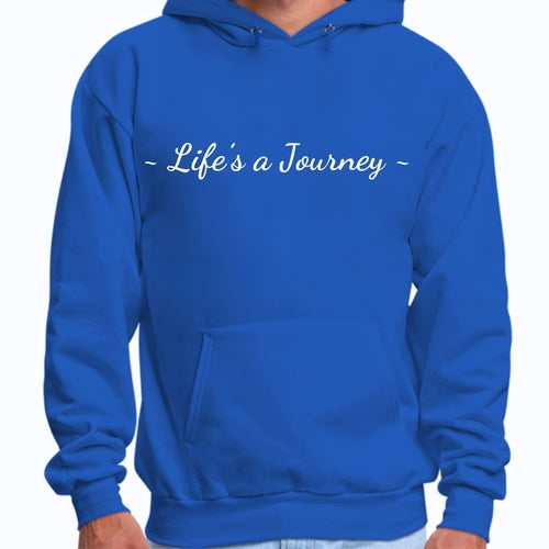 Herren-Kapuzenpullover mit Grafik-Print „Life’s a Journey“ in Weiß