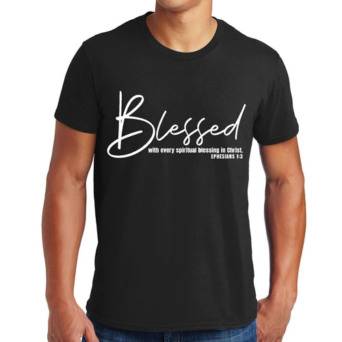 Mens Graphic T-shirt Blessed with Every Spiritual Blessing White Print