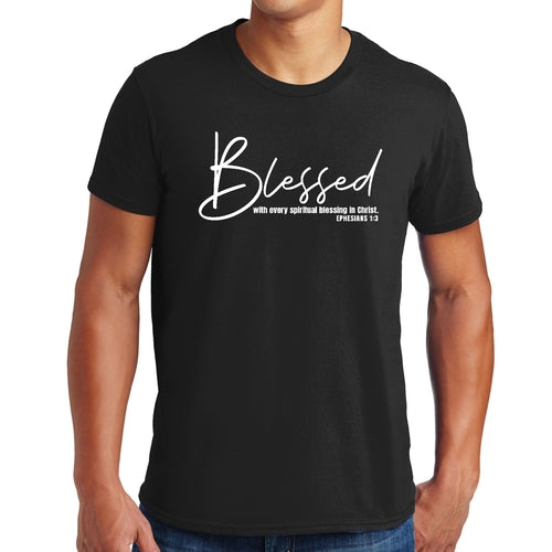 Herren-Grafik-T-Shirt "Blessed with Every Spiritual Blessing", weißer Druck