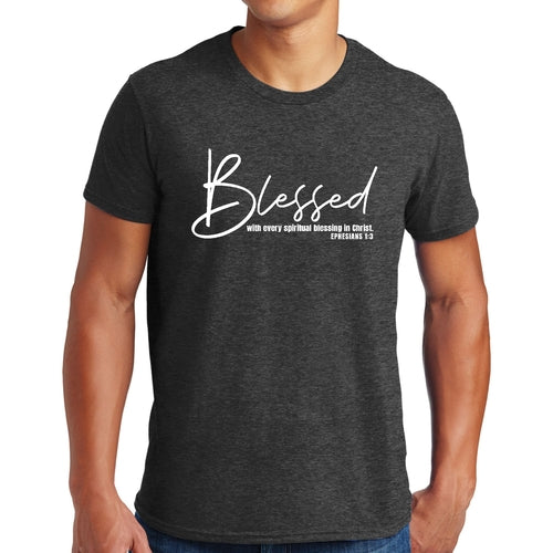 Mens Graphic T-shirt Blessed with Every Spiritual Blessing White Print