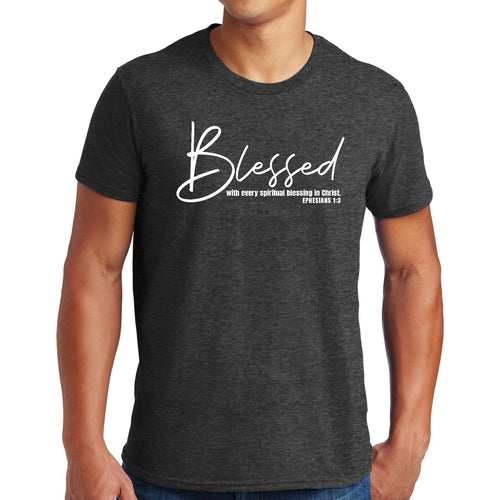 Mens Graphic T-shirt Blessed with Every Spiritual Blessing White Print