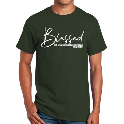 Mens Graphic T-shirt Blessed with Every Spiritual Blessing White Print