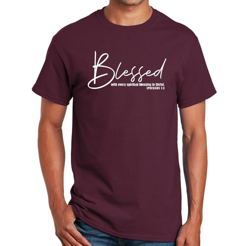 Mens Graphic T-shirt Blessed with Every Spiritual Blessing White Print