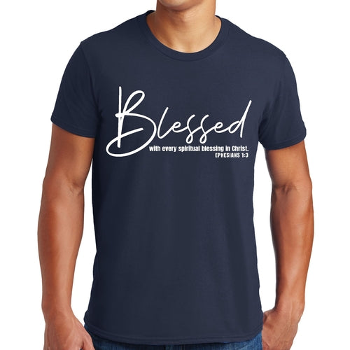 Mens Graphic T-shirt Blessed with Every Spiritual Blessing White Print