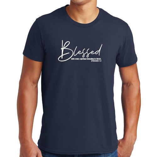 Mens Graphic T-shirt Blessed with Every Spiritual Blessing White Print