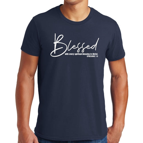 Mens Graphic T-shirt Blessed with Every Spiritual Blessing White Print