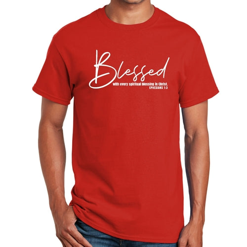 Mens Graphic T-shirt Blessed with Every Spiritual Blessing White Print