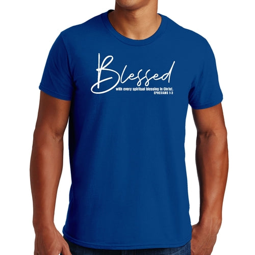 Herren-Grafik-T-Shirt "Blessed with Every Spiritual Blessing", weißer Druck