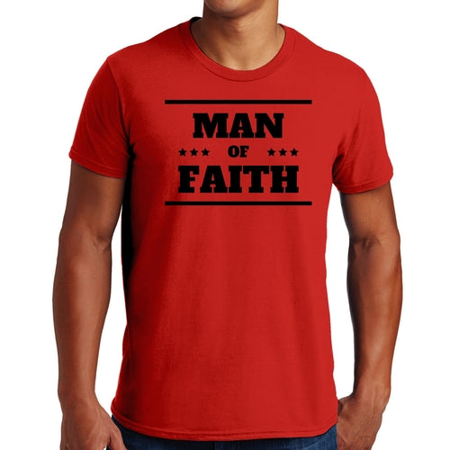 Mens Graphic T-shirt Man of Faith Black Illustration