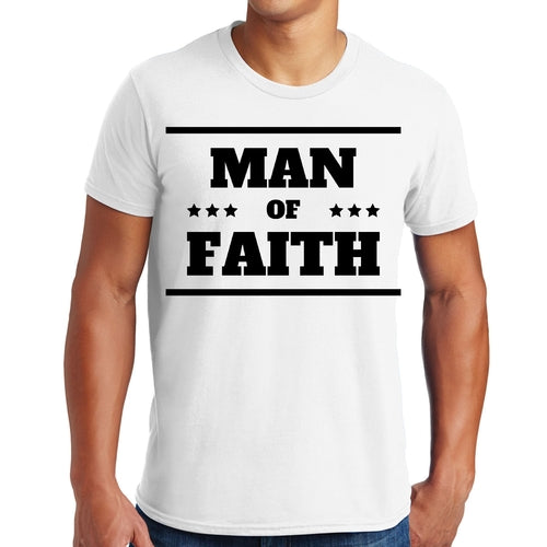 Mens Graphic T-shirt Man of Faith Black Illustration