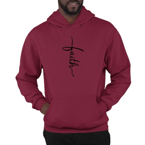 Sweat à capuche graphique pour homme avec illustration de croix et inscription Faith noir