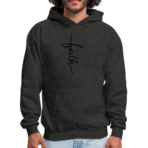 Sweat à capuche graphique pour homme avec illustration de croix et inscription Faith noir