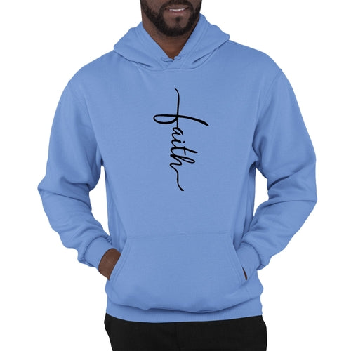 Sweat à capuche graphique pour homme avec illustration de croix et inscription Faith noir