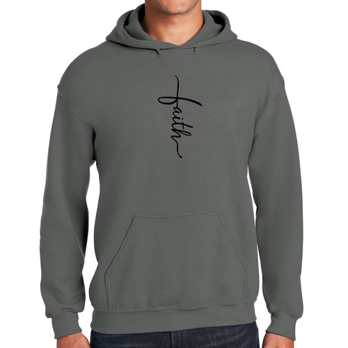 Sweat à capuche graphique pour homme avec illustration de croix et inscription Faith noir