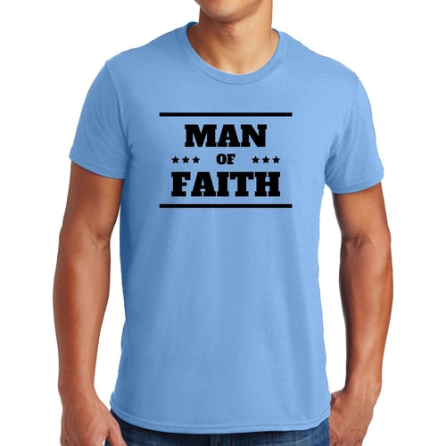 Mens Graphic T-shirt Man of Faith Black Illustration