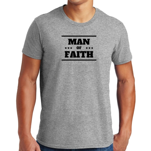 Mens Graphic T-shirt Man of Faith Black Illustration