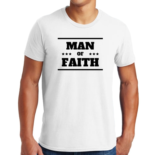 Mens Graphic T-shirt Man of Faith Black Illustration