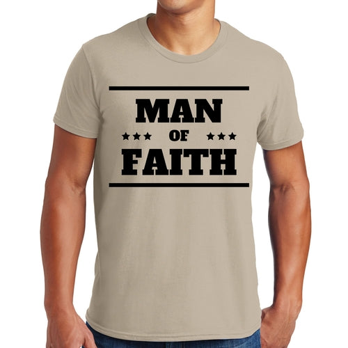 Mens Graphic T-shirt Man of Faith Black Illustration