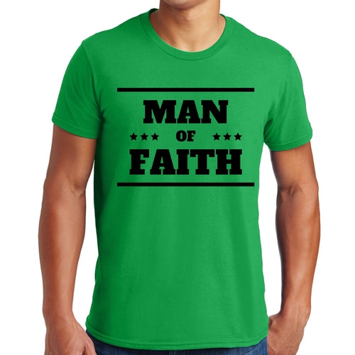 Mens Graphic T-shirt Man of Faith Black Illustration