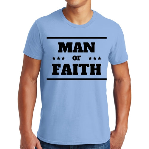 Mens Graphic T-shirt Man of Faith Black Illustration