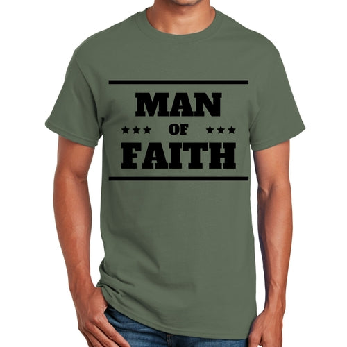 Mens Graphic T-shirt Man of Faith Black Illustration
