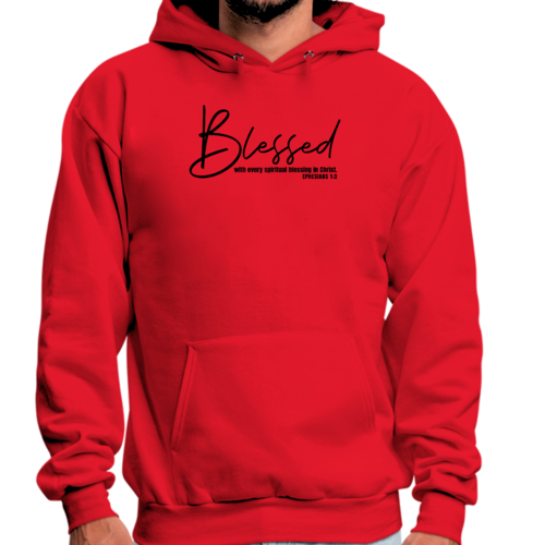 Mens Graphic Hoodie Blessed with Every Spiritual Blessing Black Print