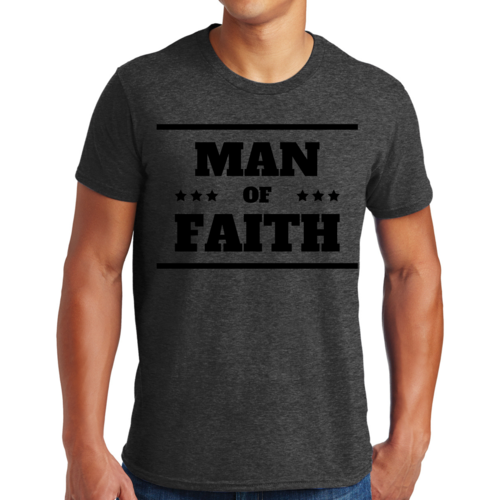 Mens Graphic T-shirt Man of Faith Black Illustration