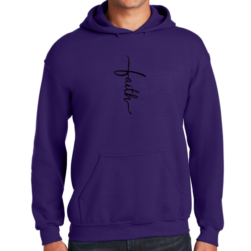 Sweat à capuche graphique pour homme avec illustration de croix et inscription Faith noir