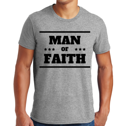 Mens Graphic T-shirt Man of Faith Black Illustration