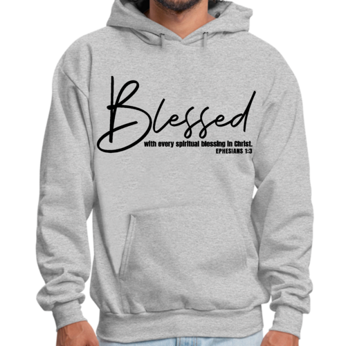 Mens Graphic Hoodie Blessed with Every Spiritual Blessing Black Print