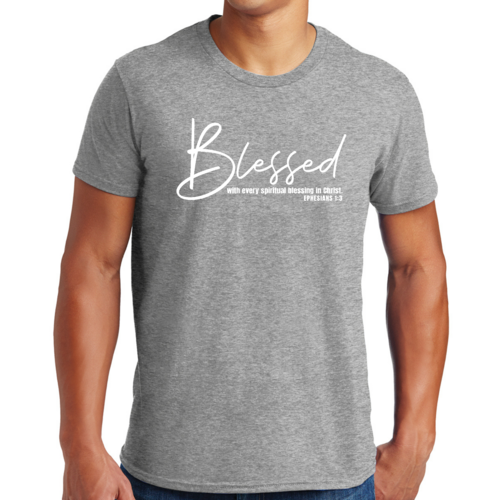 Mens Graphic T-shirt Blessed with Every Spiritual Blessing White Print