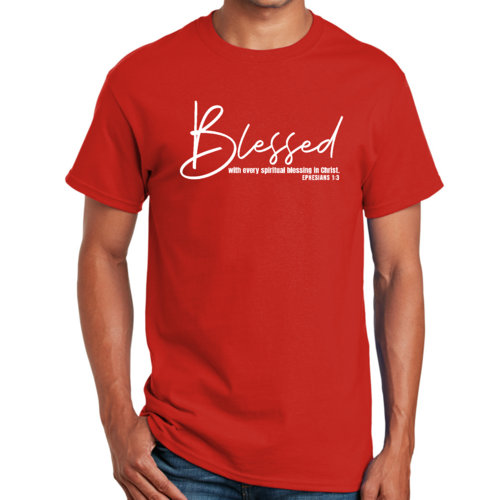 Mens Graphic T-shirt Blessed with Every Spiritual Blessing White Print