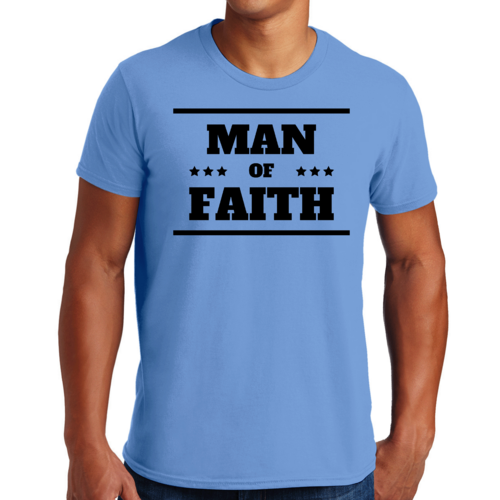 Mens Graphic T-shirt Man of Faith Black Illustration