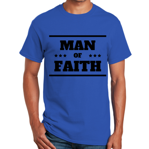 Mens Graphic T-shirt Man of Faith Black Illustration