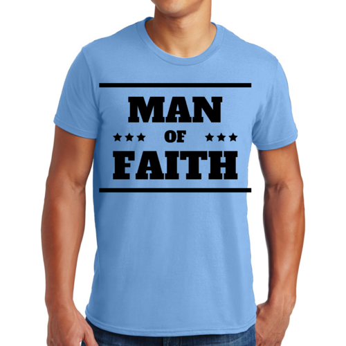 Mens Graphic T-shirt Man of Faith Black Illustration