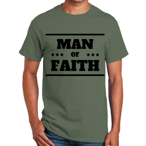 Mens Graphic T-shirt Man of Faith Black Illustration