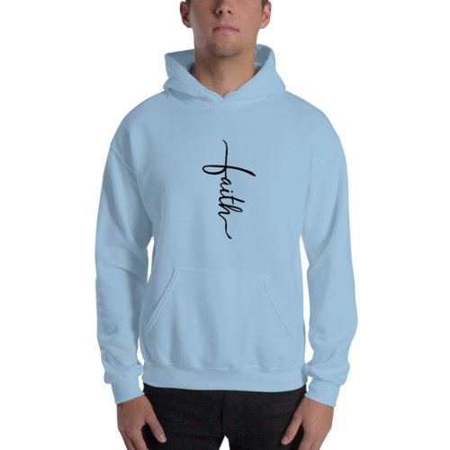 Sweat à capuche graphique pour homme avec illustration de croix et inscription Faith noir