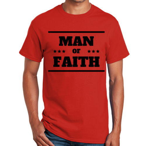 Mens Graphic T-shirt Man of Faith Black Illustration