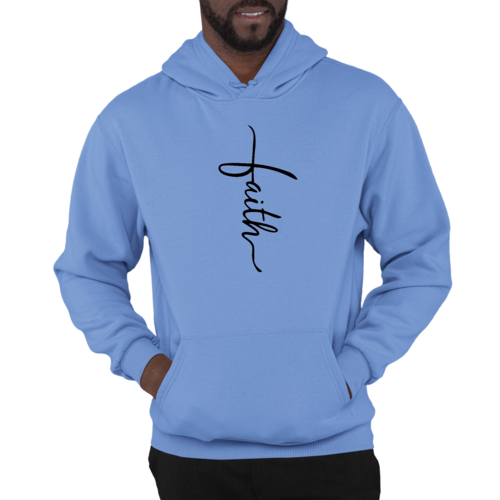Sweat à capuche graphique pour homme avec illustration de croix et inscription Faith noir