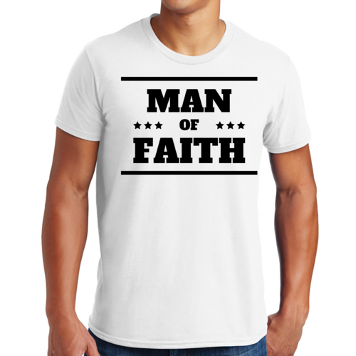 Mens Graphic T-shirt Man of Faith Black Illustration