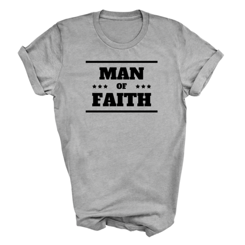 Mens Graphic T-shirt Man of Faith Black Illustration