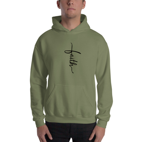 Sweat à capuche graphique pour homme avec illustration de croix et inscription Faith noir