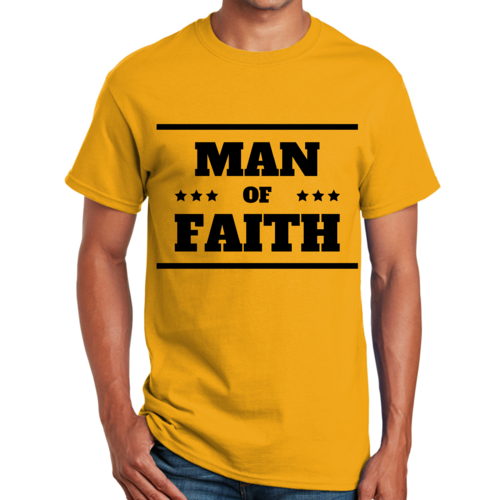 Mens Graphic T-shirt Man of Faith Black Illustration