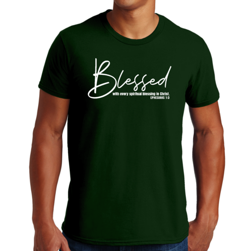 Mens Graphic T-shirt Blessed with Every Spiritual Blessing White Print