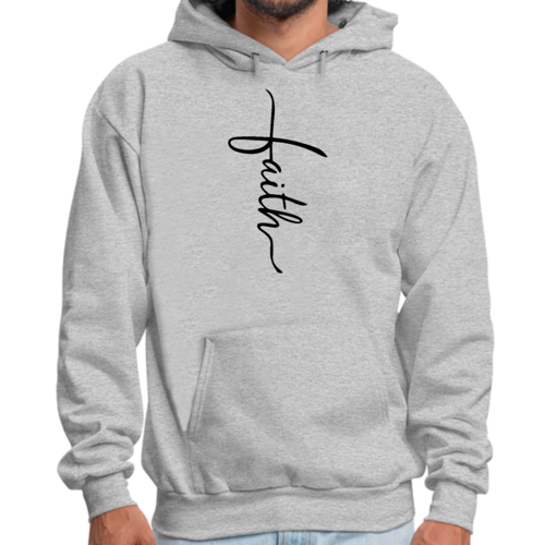 Sweat à capuche graphique pour homme avec illustration de croix et inscription Faith noir