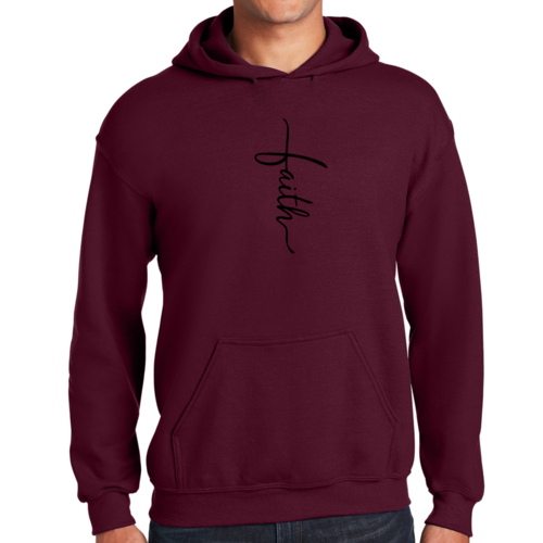 Sweat à capuche graphique pour homme avec illustration de croix et inscription Faith noir