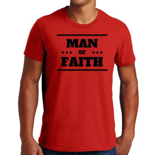 Mens Graphic T-shirt Man of Faith Black Illustration