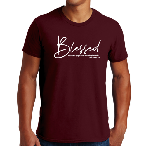 Mens Graphic T-shirt Blessed with Every Spiritual Blessing White Print