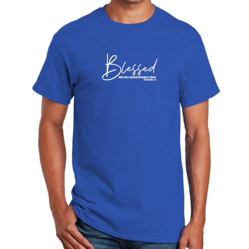 Mens Graphic T-shirt Blessed with Every Spiritual Blessing White Print